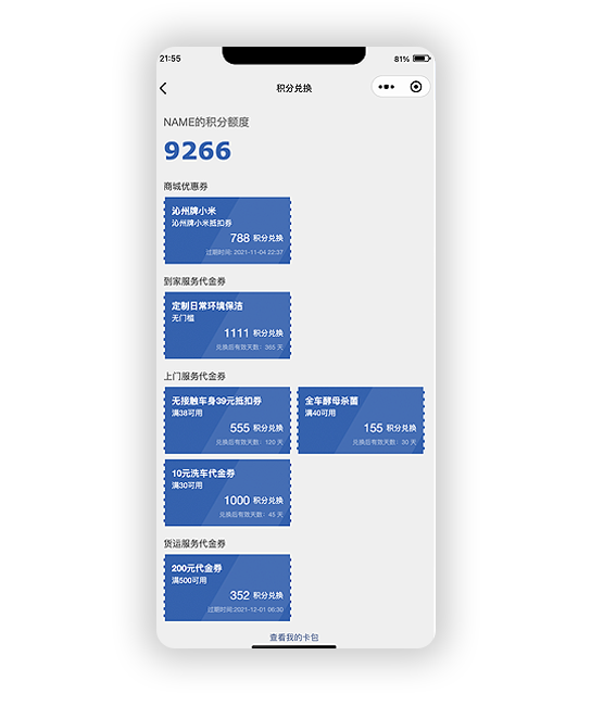 美家时代MJERA卡券系统界面